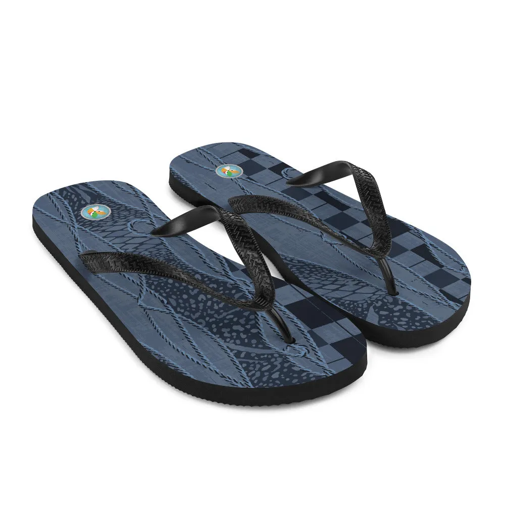 Blue and Black Pattern - Flip-Flops
