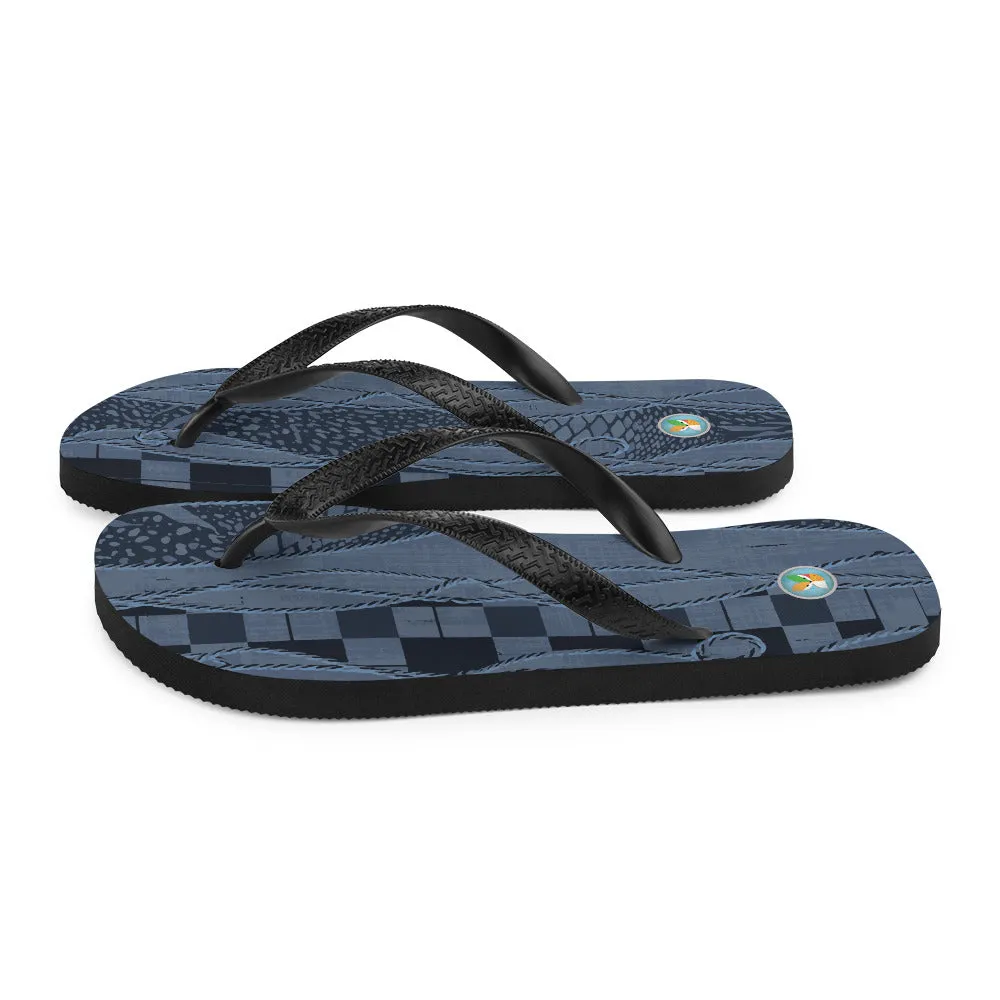 Blue and Black Pattern - Flip-Flops