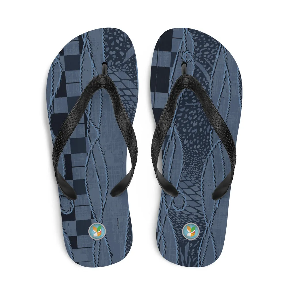 Blue and Black Pattern - Flip-Flops