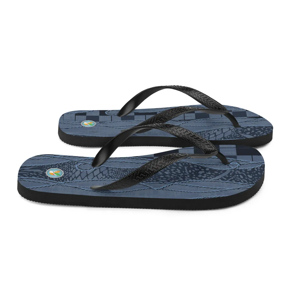 Blue and Black Pattern - Flip-Flops