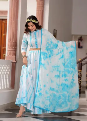Blue Block Print Flora lehenga choli Set