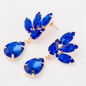 Blue Crystal & 18K Gold-Plated Marquise Pear Drop Earrings