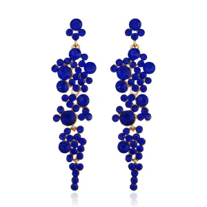 Blue Cubic Zirconia & 18K Gold-Plated Cluster Drop Earrings