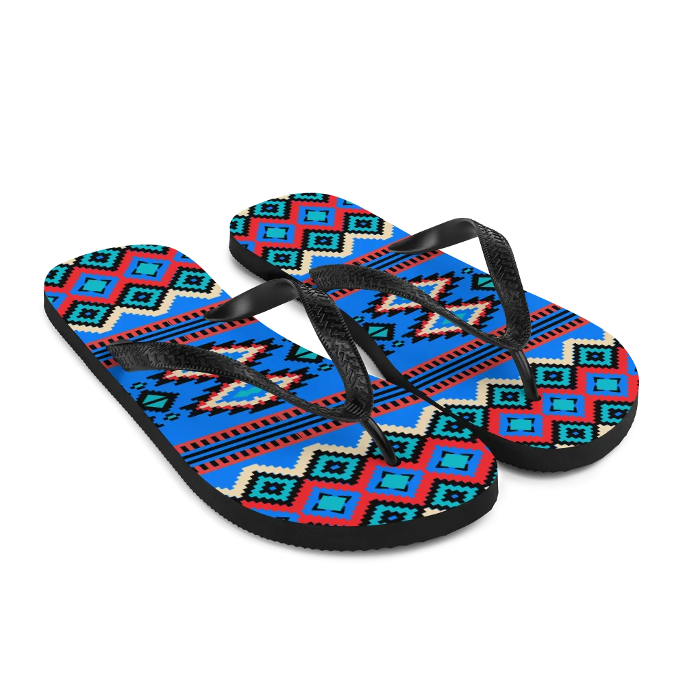 BLUE DIAMOND PATTERN Flip-Flops