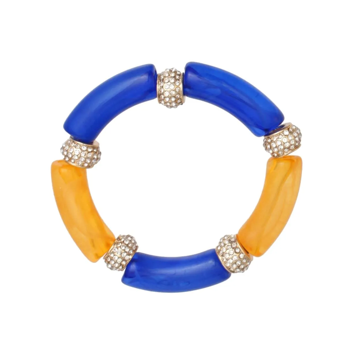 Blue Gold Tubular and Rondelle Bead Bracelet