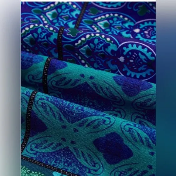Boho Patchwork Print Maxi Skirt Blue