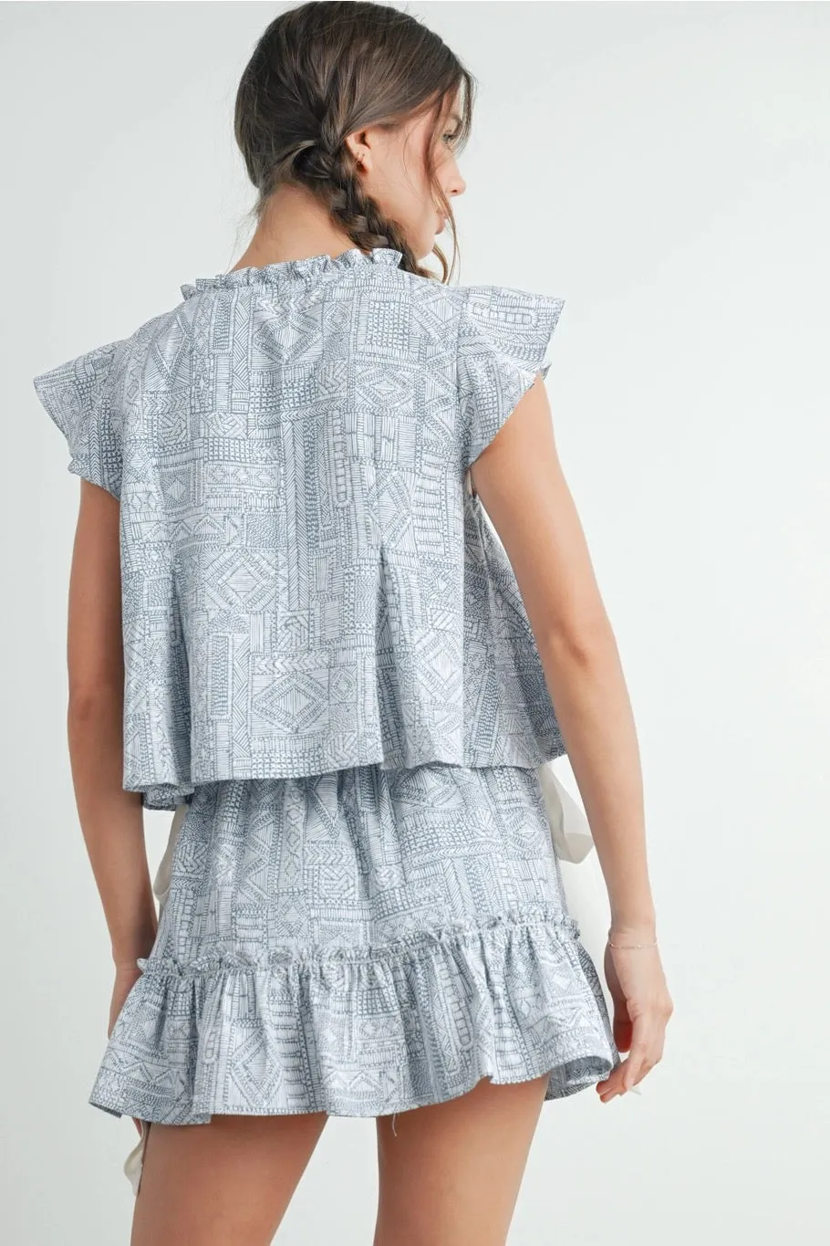 Boho Tiered Ruffle Top & Skirt with Side Ties
