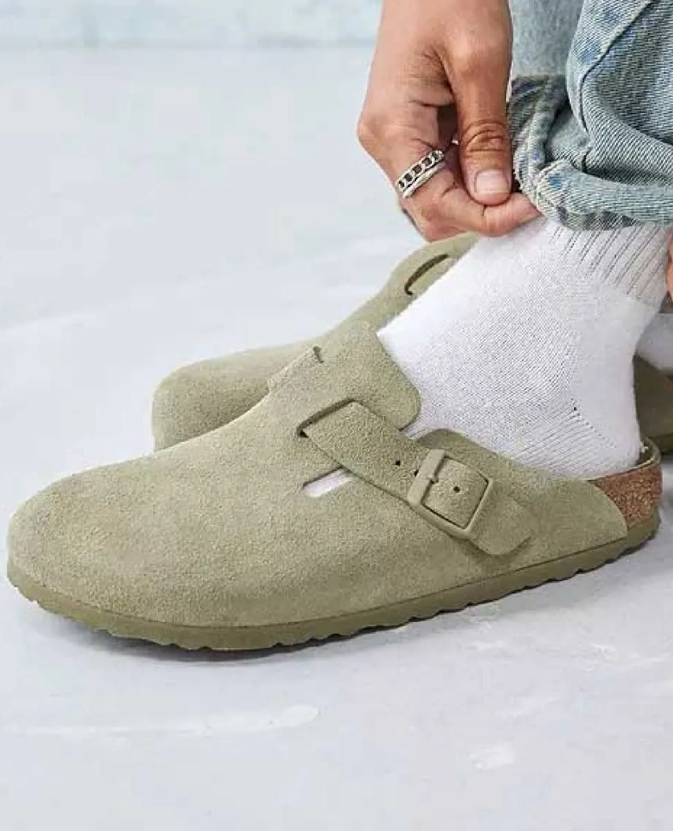 Boston Suede Leather Faded Khaki