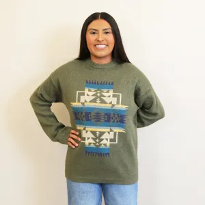 Bottle Green Multi Graphic Cotton Sweater