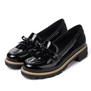Bow Tassel Medium Heel Shoes for Woman 4440