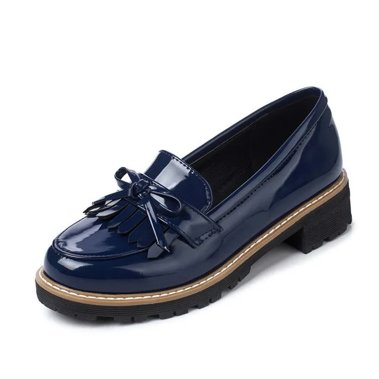Bow Tassel Medium Heel Shoes for Woman 4440