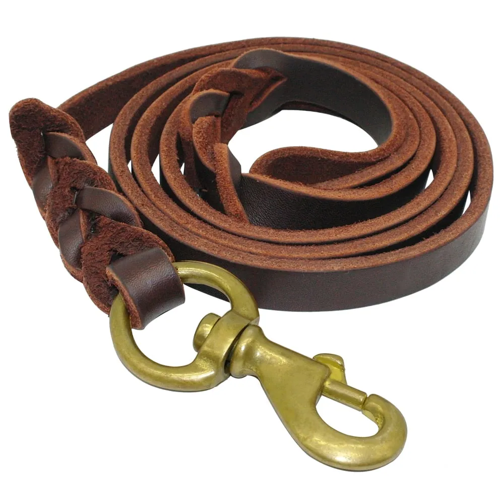 Braided Leather Dog Leash