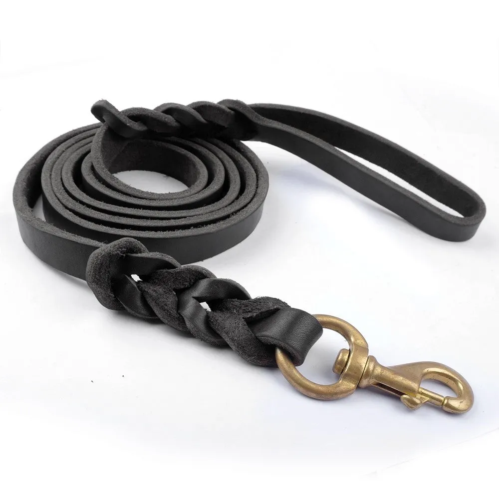 Braided Leather Dog Leash