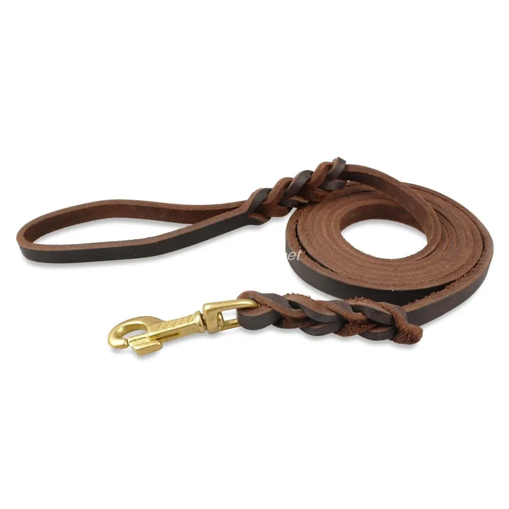 Braided Leather Dog Leash