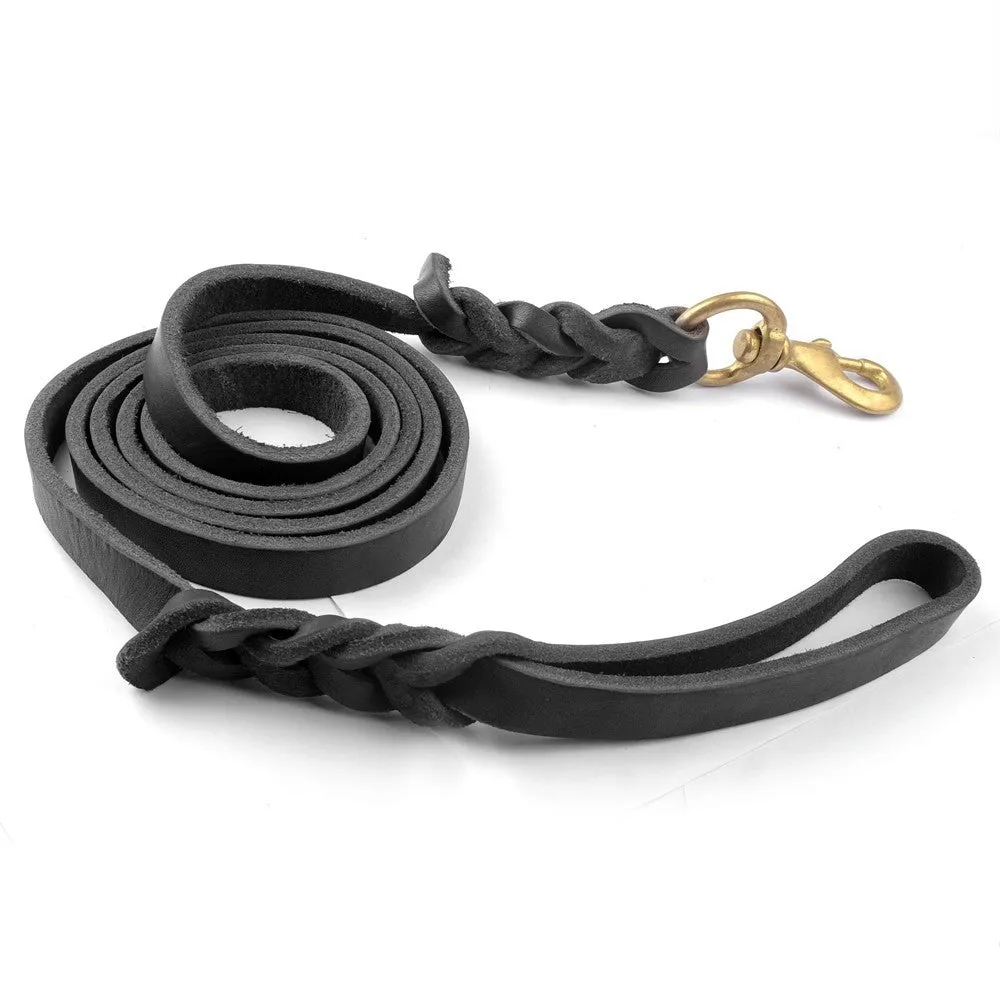 Braided Leather Dog Leash