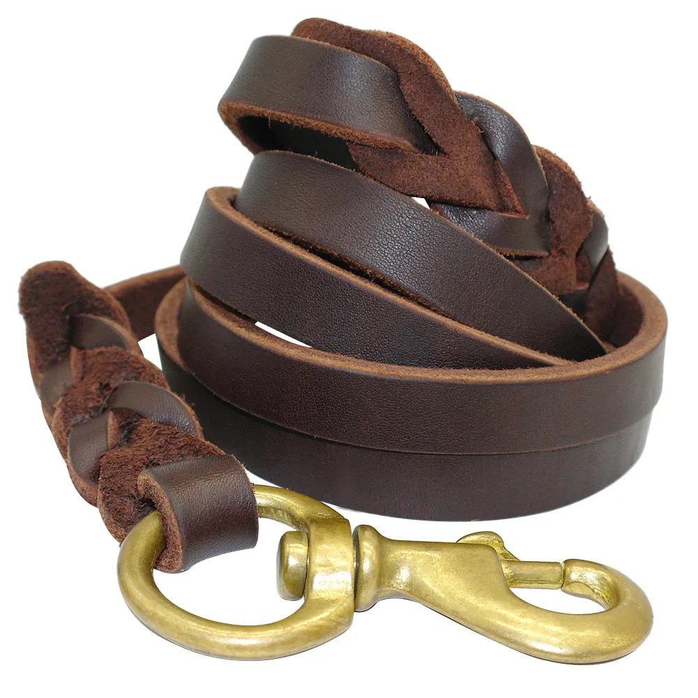 Braided Leather Dog Leash