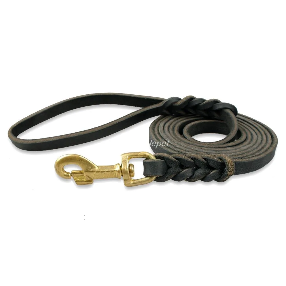 Braided Leather Dog Leash