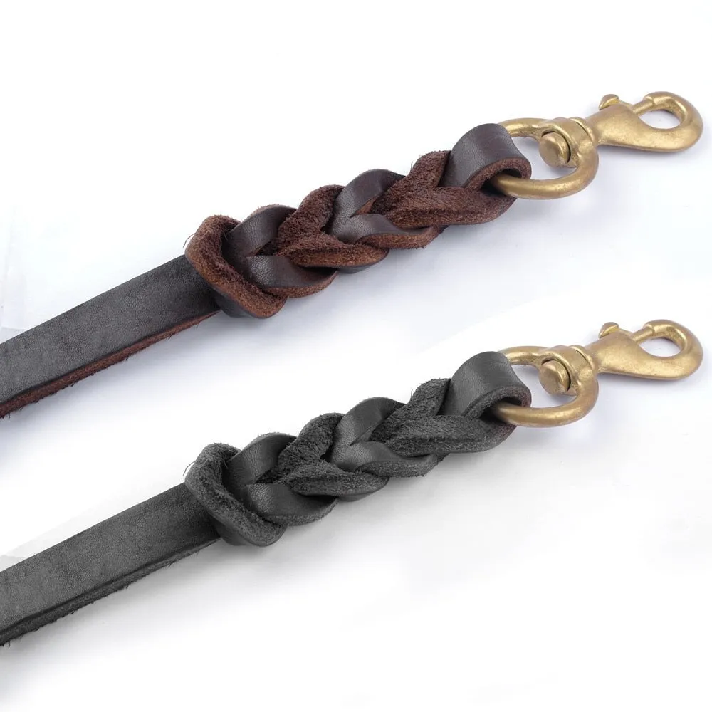 Braided Leather Dog Leash