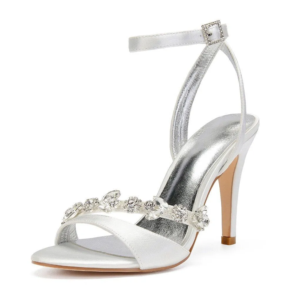 Bridal wedding pumps with rhinestone crystal chain toe