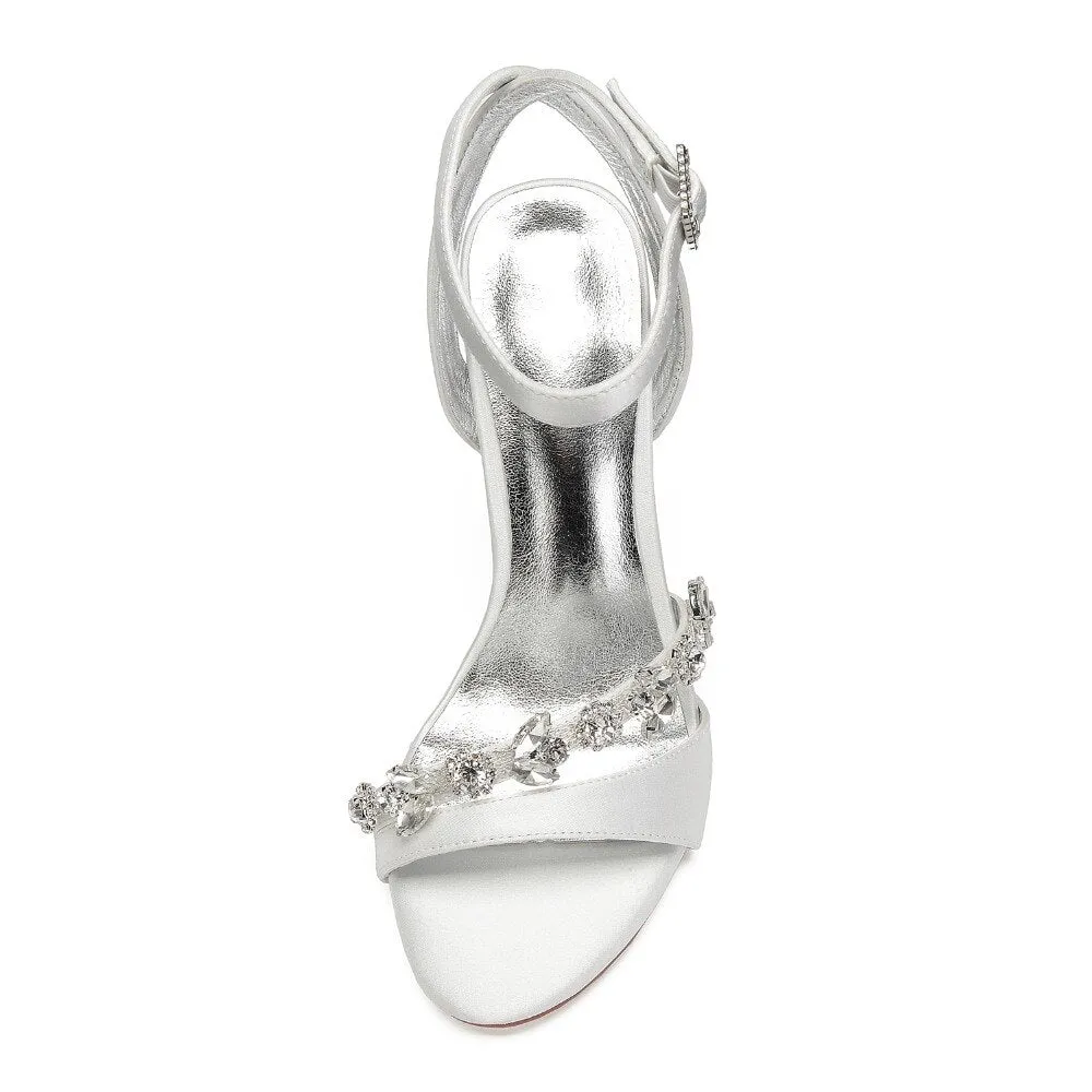 Bridal wedding pumps with rhinestone crystal chain toe