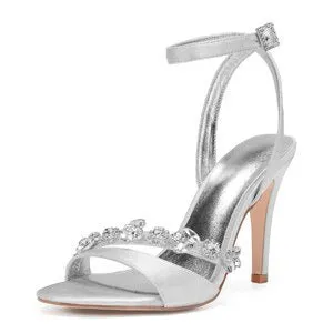 Bridal wedding pumps with rhinestone crystal chain toe