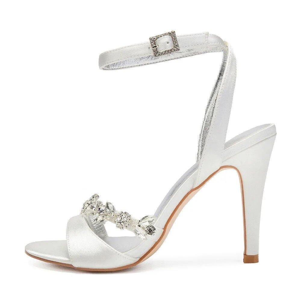 Bridal wedding pumps with rhinestone crystal chain toe