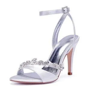 Bridal wedding pumps with rhinestone crystal chain toe