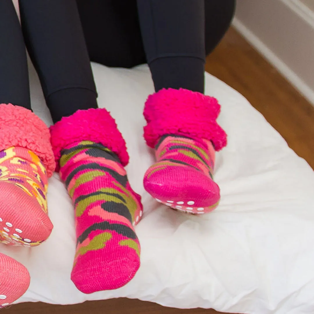 Bright Classic Slipper Socks | Camo Pink