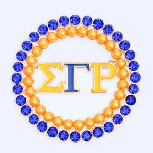Brooch Blue Gold Sigma Round Pin for Women
