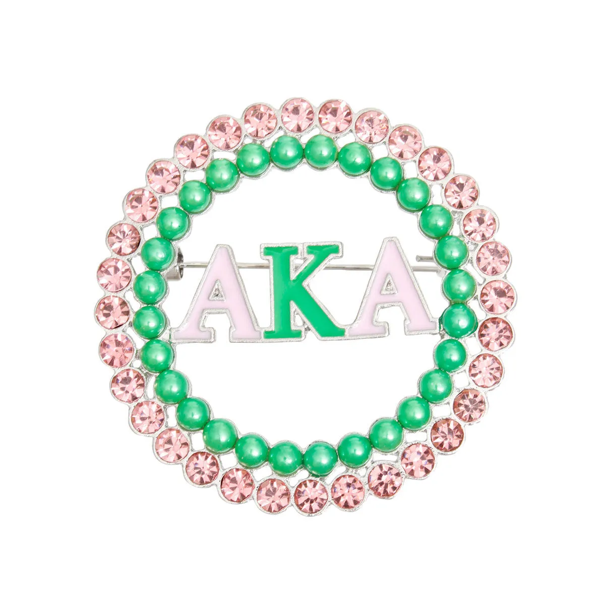 Brooch Pink Green AKA Round Pin for Women