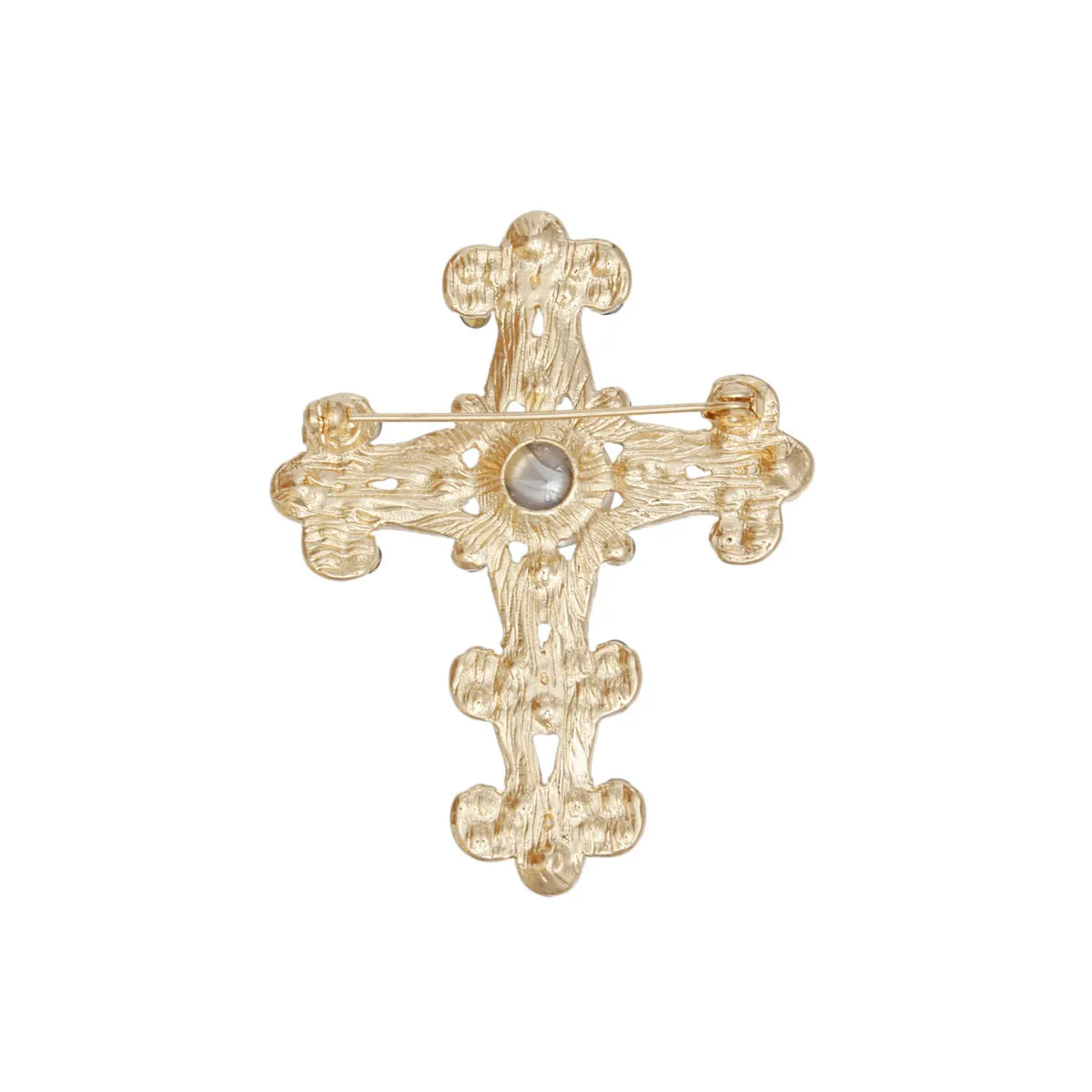 Brooch Victorian Cross Red Green Pin