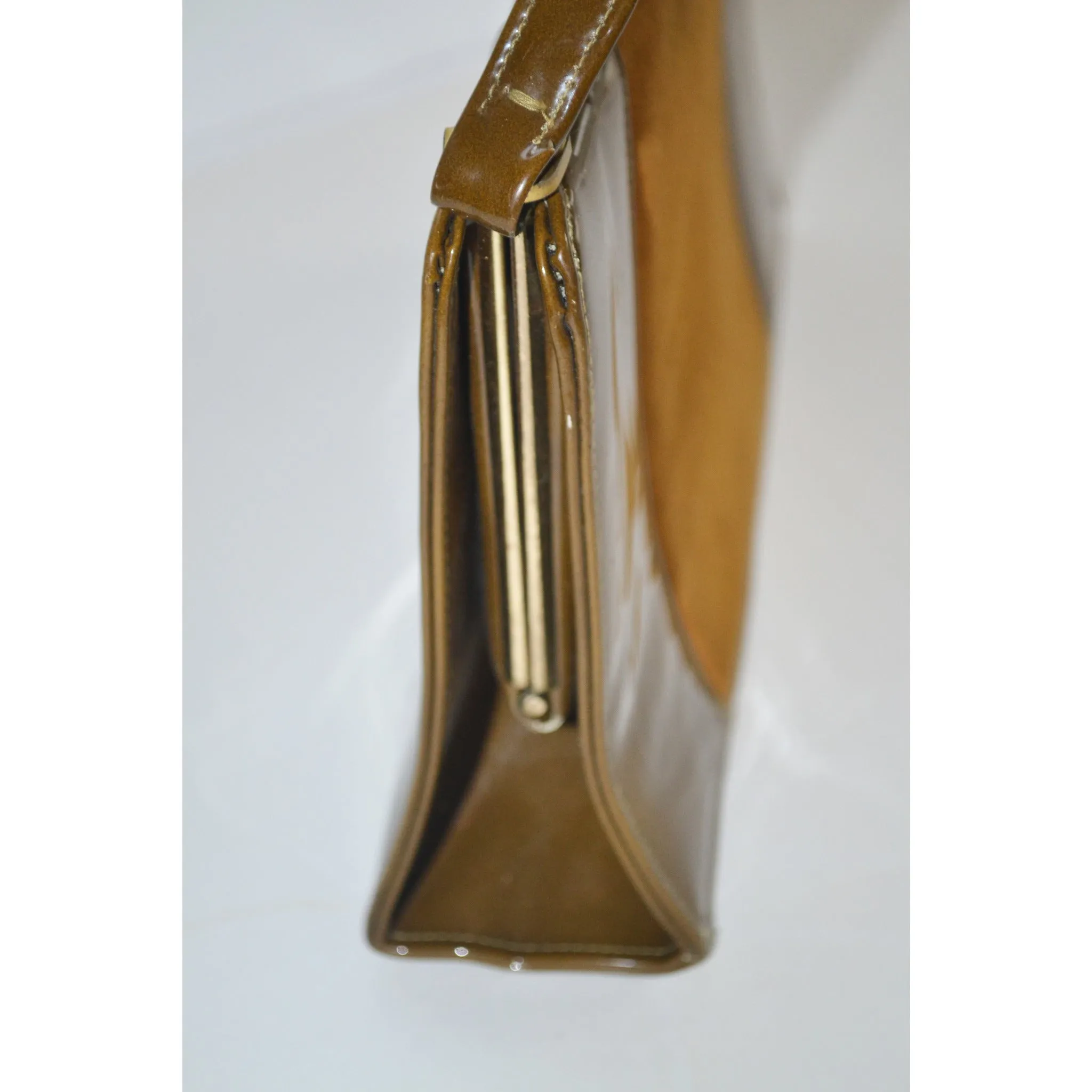 Brown High Gloss & Suede Handbag