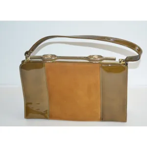 Brown High Gloss & Suede Handbag