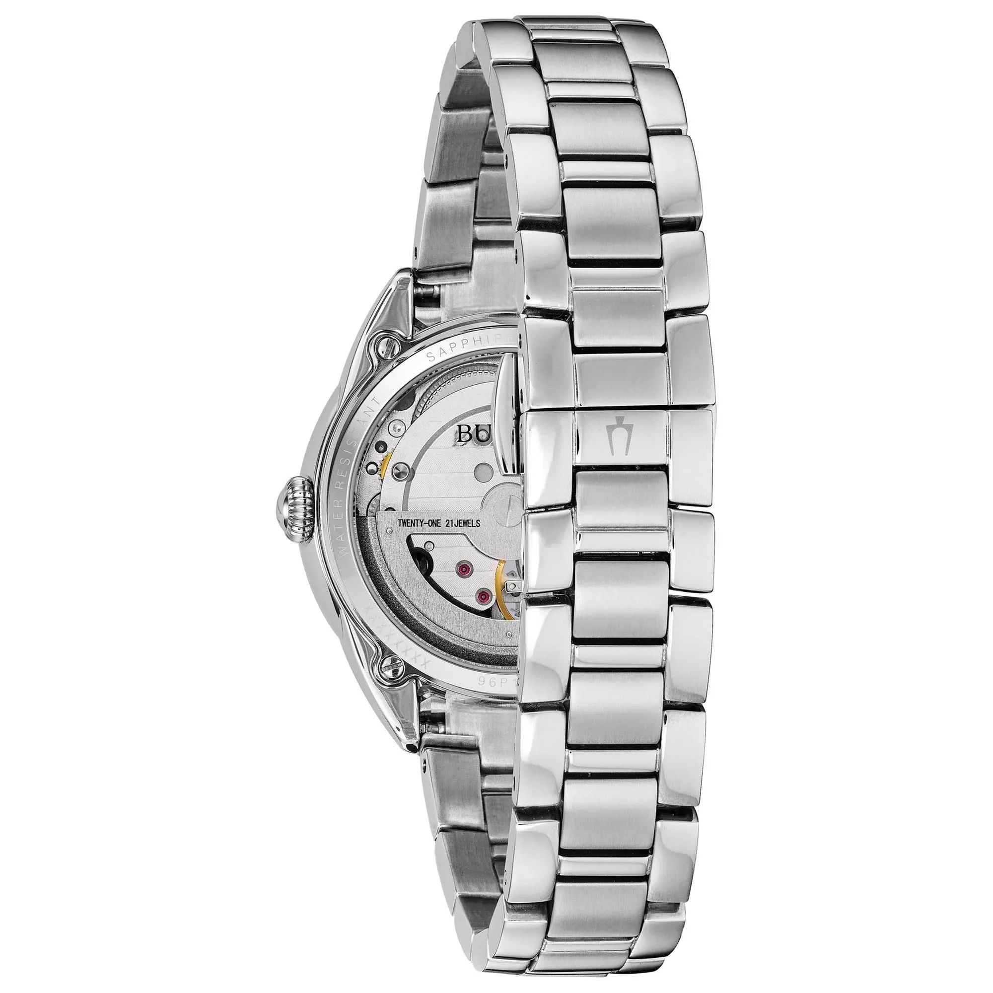 Bulova Ladies' Classic Sutton Diamonds Automatic Blue Dial Watch 96P191