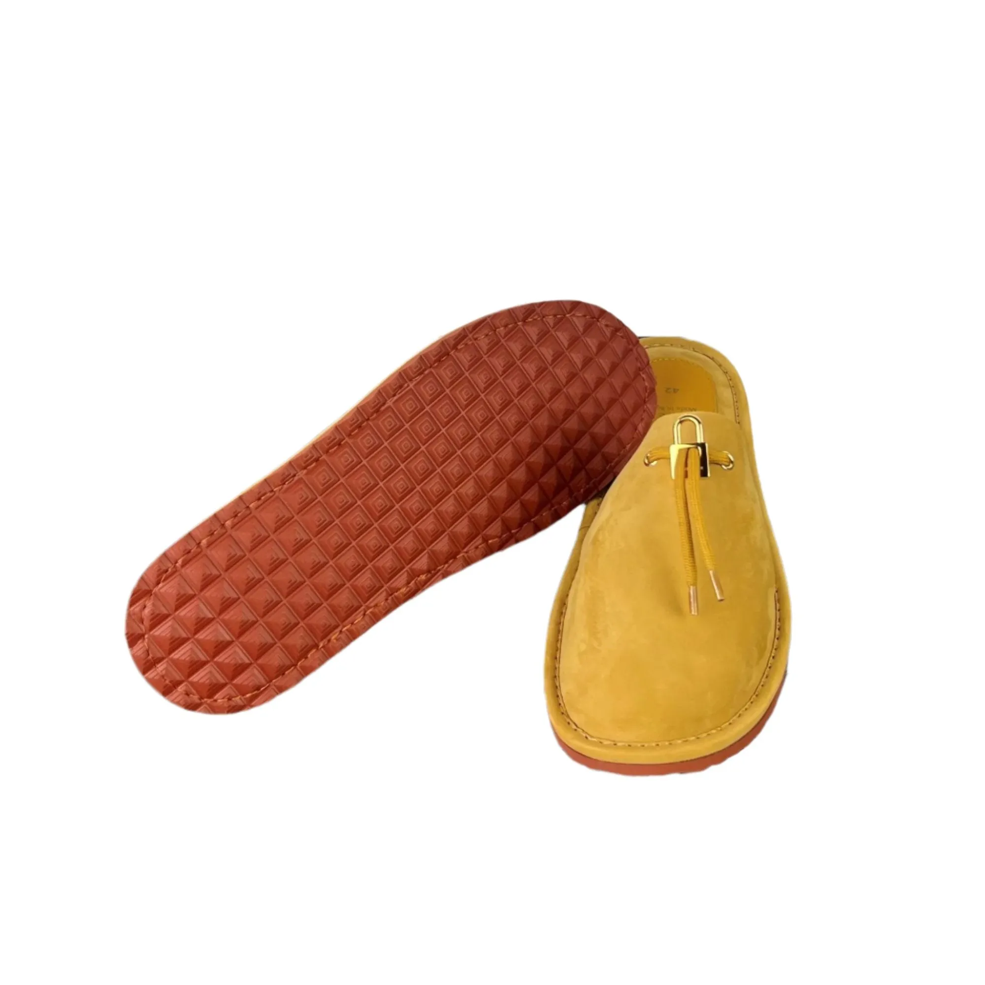 Buscemi Mens Greenwich Wheat Gum Suede Slippers SAMPLE