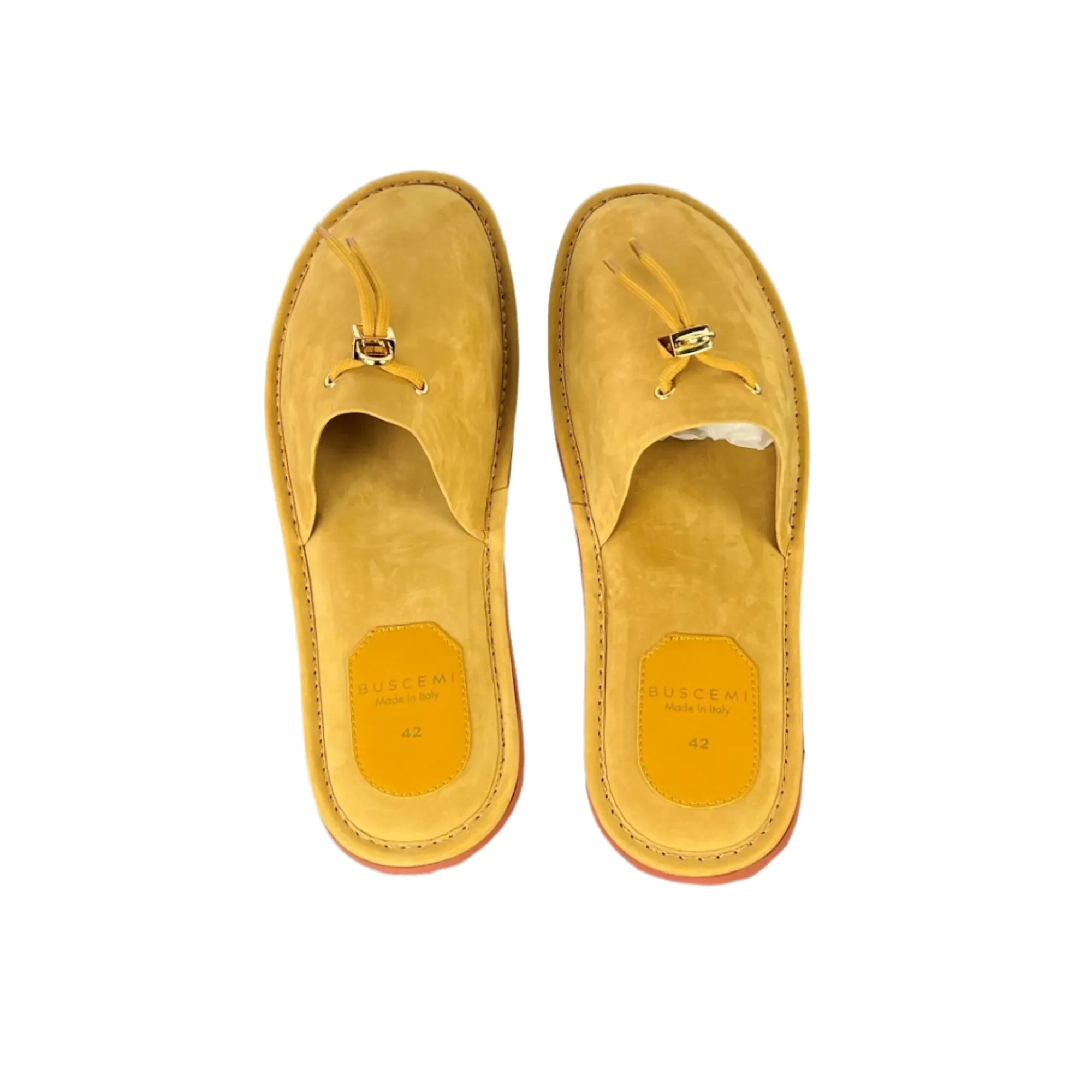 Buscemi Mens Greenwich Wheat Gum Suede Slippers SAMPLE