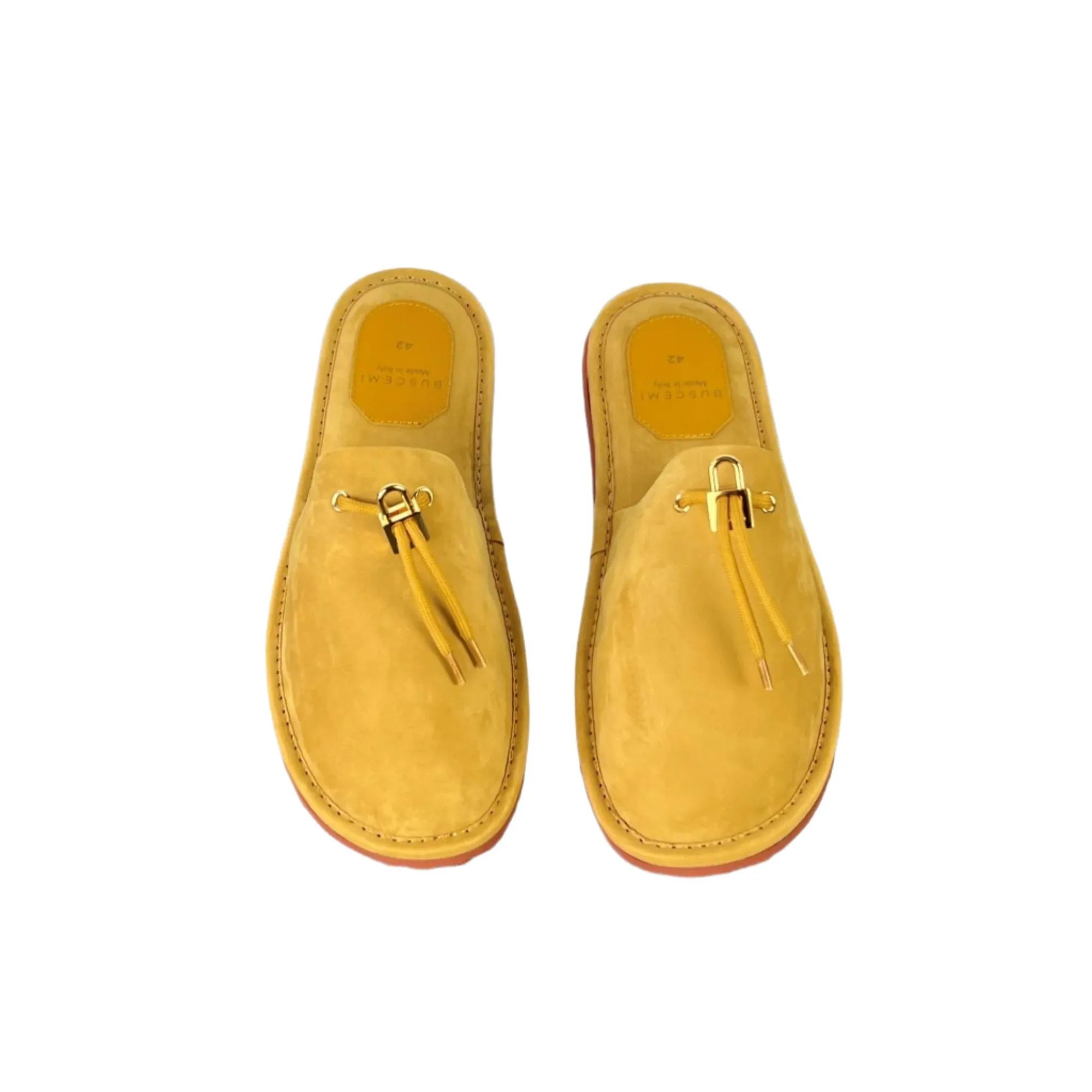 Buscemi Mens Greenwich Wheat Gum Suede Slippers SAMPLE