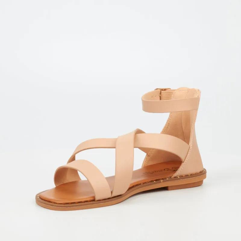 Butterfly Flat sole sandal -Beige