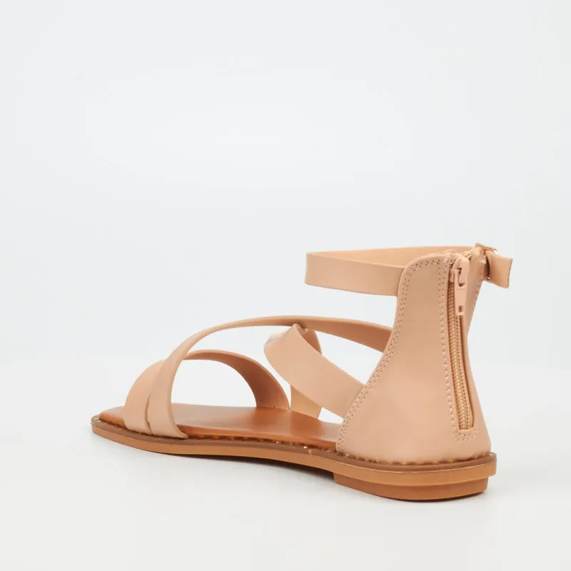Butterfly Flat sole sandal -Beige
