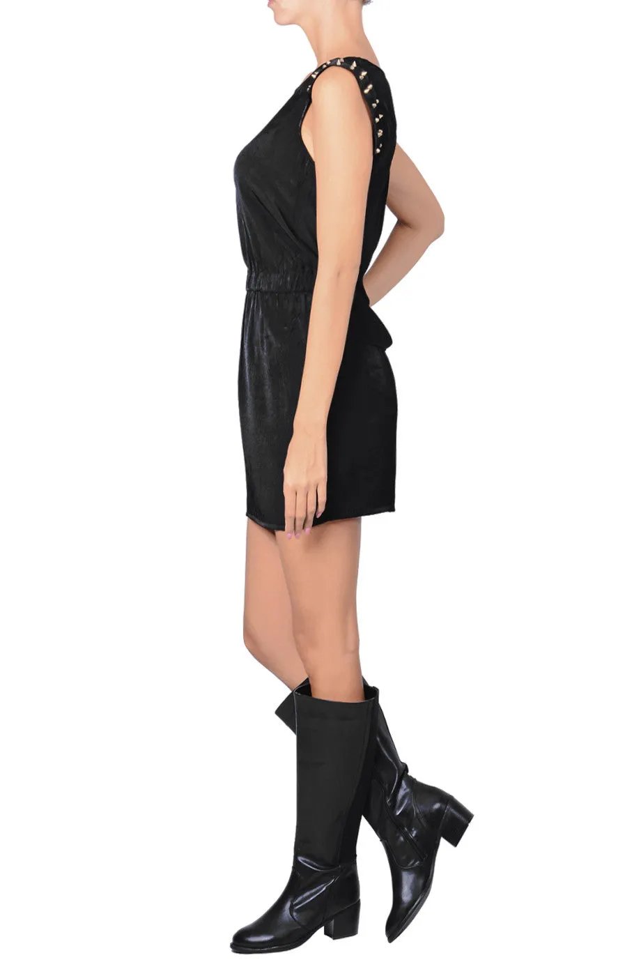 C BLOCK SURI Black Studded Knee Length Dress