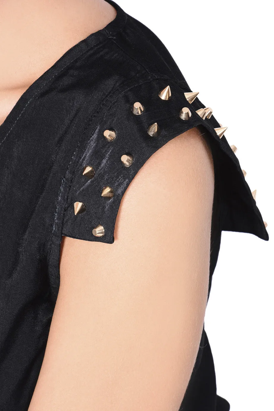 C BLOCK SURI Black Studded Knee Length Dress