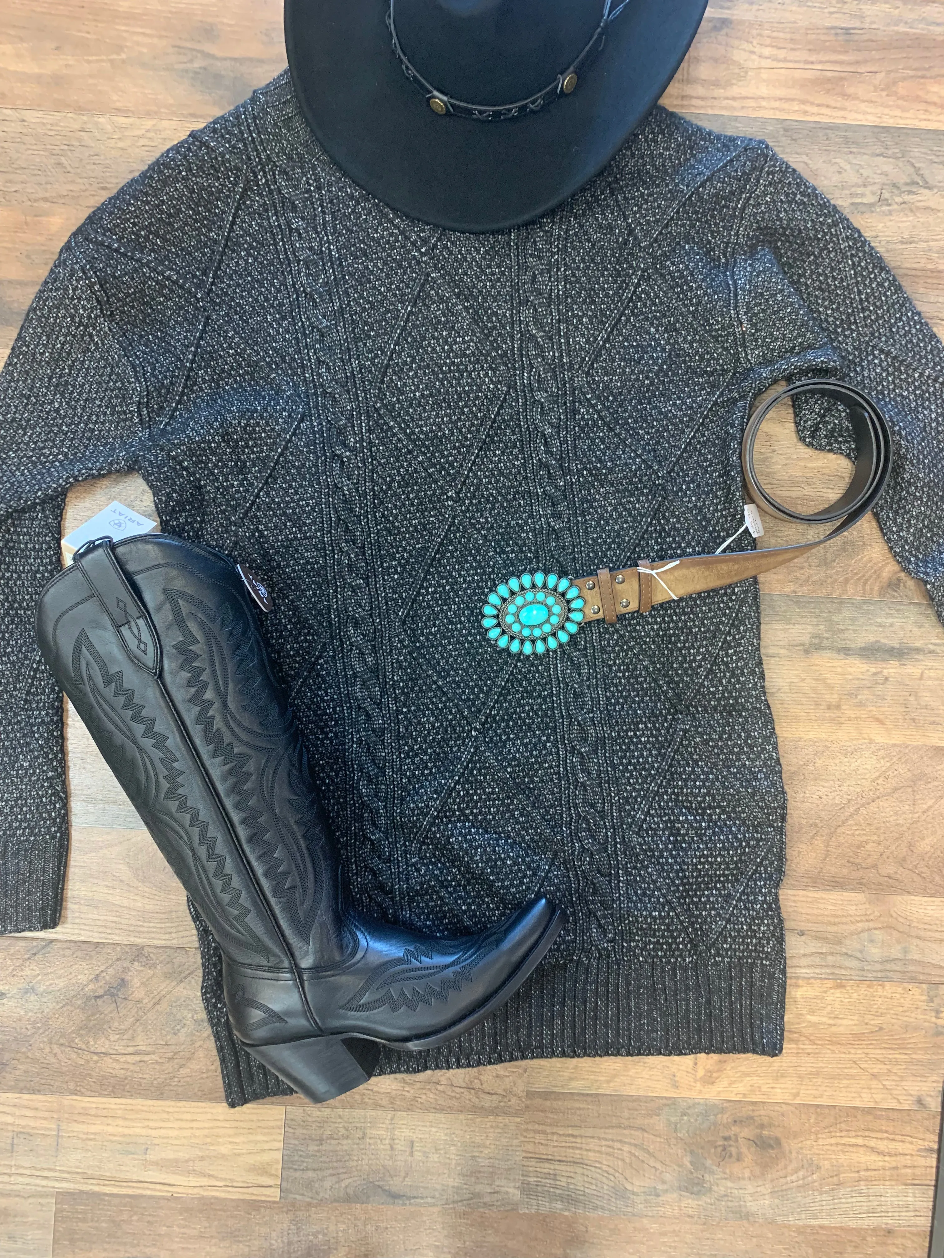 Cable Knit Loose Fit Sweater Dress