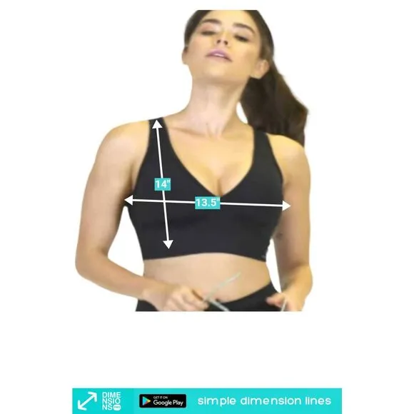Cajubrasil Women's Size M Longline Vneck Sports Bra Classic Black Open Back New