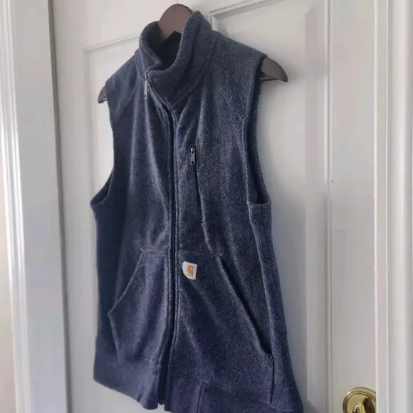 Carhartt Blue Womens Size M 8 10 Kentwood Fleece Vest Full Zip Chest Pocket
