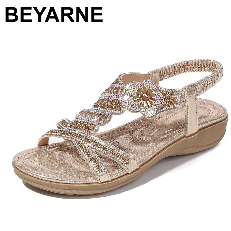 Casual Sandals Flat Wedges Party Diamonds Gladiator Girls Low Heels Sandalias
