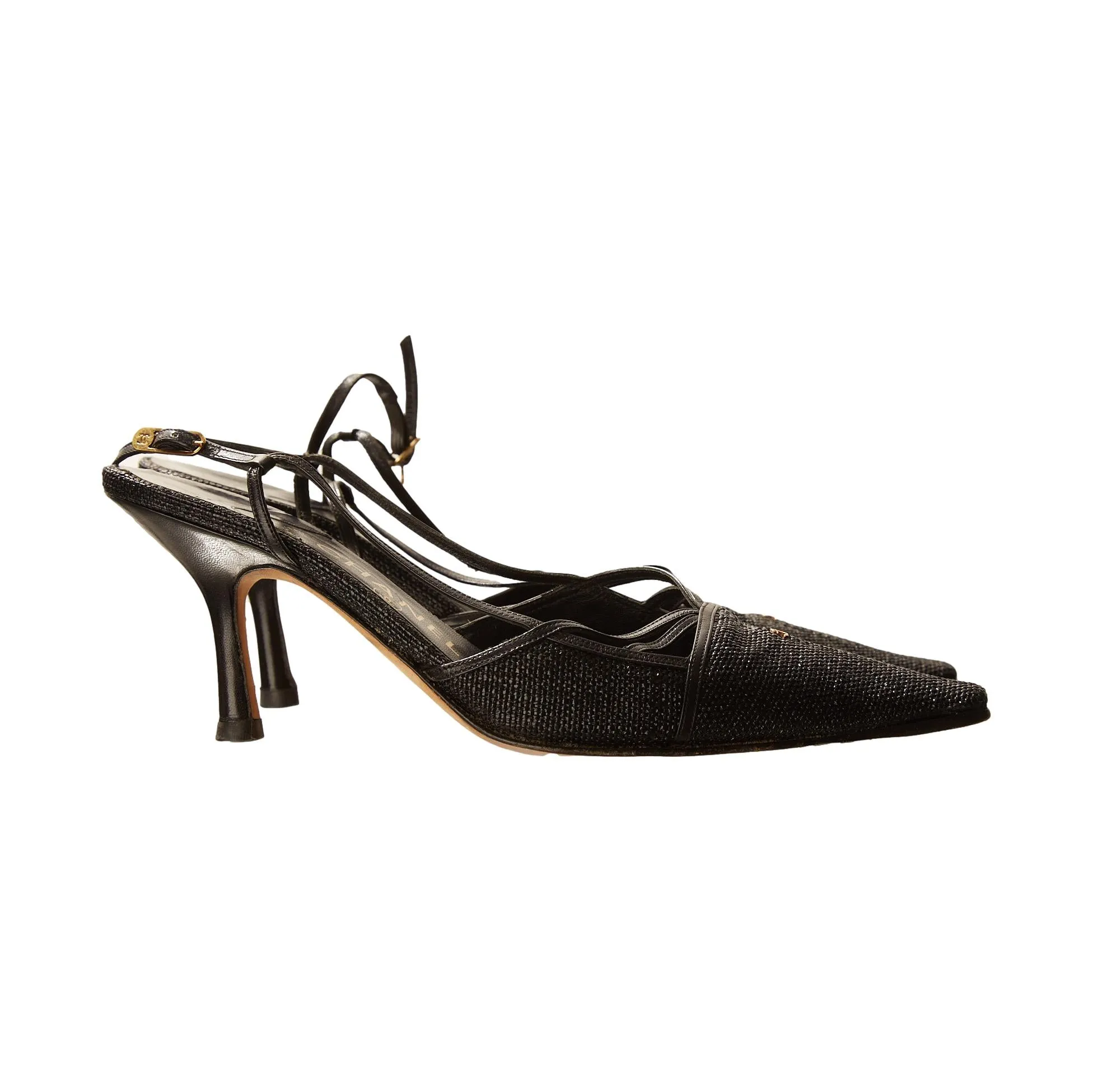 Chanel Black Logo Heels