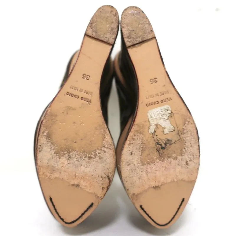 Charlotte Olympia Carmen Platform Wedge Pumps Leopard Print Canvas Size 36