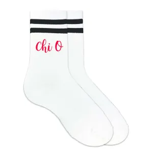 CHI O Double Striped Crew Socks