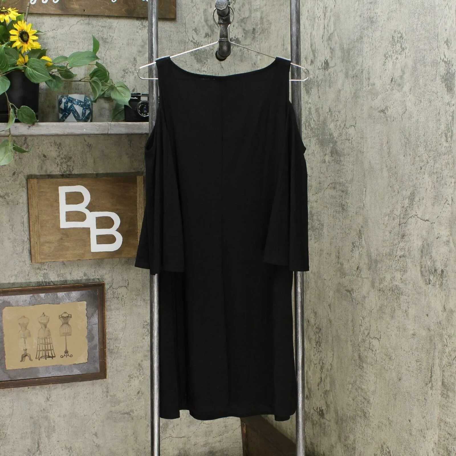 Chiasso Women's Cold Shoulder Knit Dress with Rhinestone Detail Black Small
