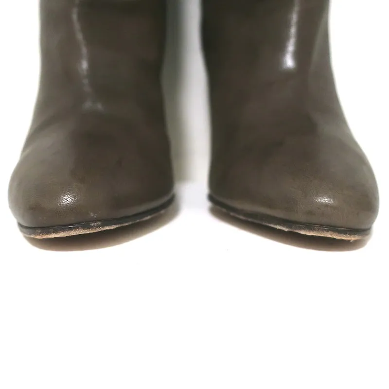 Chloe Wrap-Around Over the Knee Boots Dark Taupe Suede & Leather Size 38.5